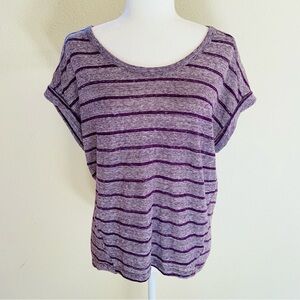 Old Navy Purple Stripe Rolled-Sleeve Top